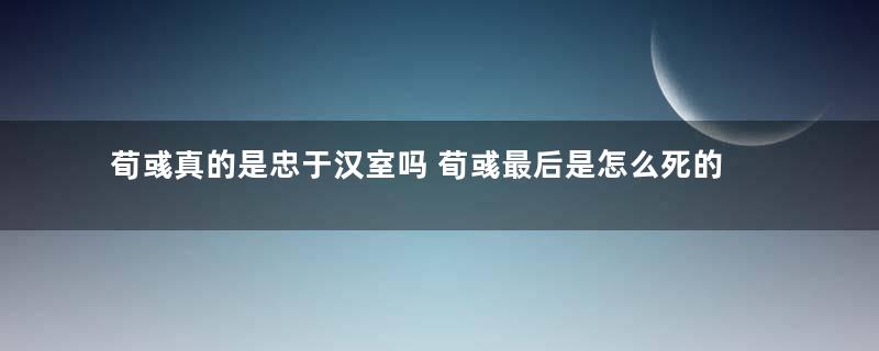 荀彧真的是忠于汉室吗 荀彧最后是怎么死的